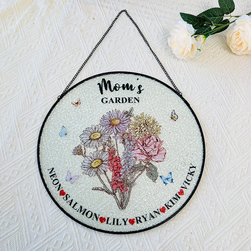 50% OFF✨Personalized Mom's Garden Birth Flower Stained Glass Suncatcher