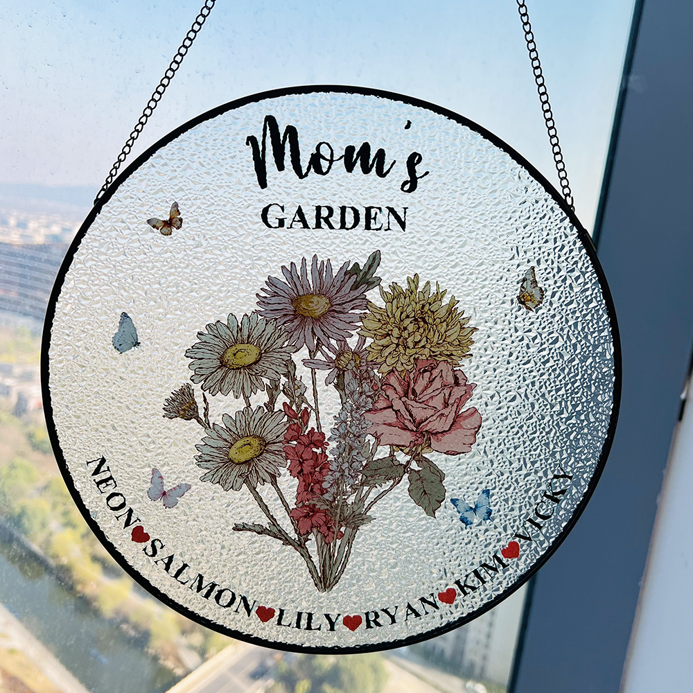 50% OFF✨Personalized Mom's Garden Birth Flower Stained Glass Suncatcher