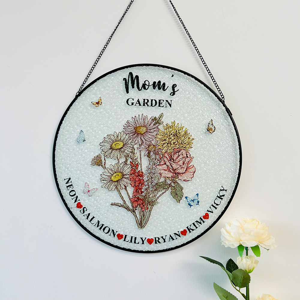 50% OFF✨Personalized Mom's Garden Birth Flower Stained Glass Suncatcher