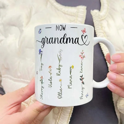 First Mum Now Grandma Custom Flower Color-changing Mug