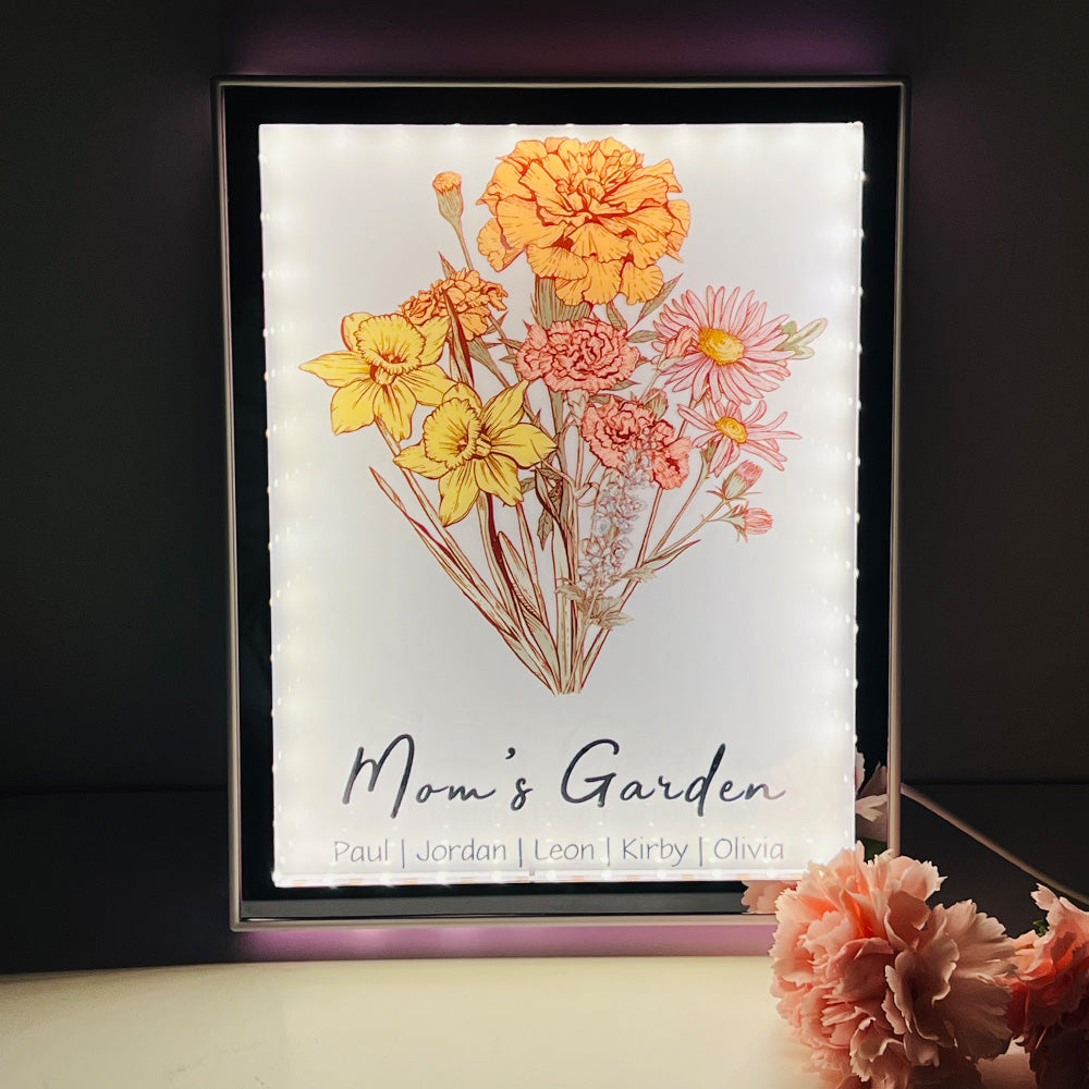 50% OFF✨Custom Birth Flower Bouquet Night Light Mirror