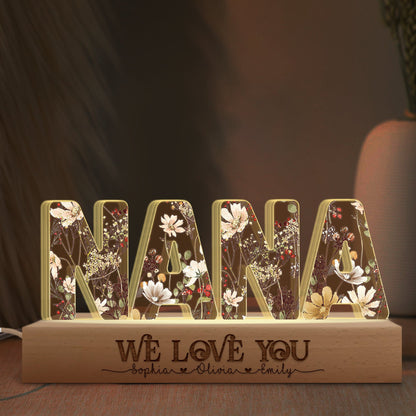 Personalized Mom Flowers 3D LED Lights For Mother's Day