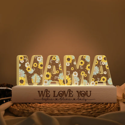 Personalized Mom Flowers 3D LED Lights For Mother's Day