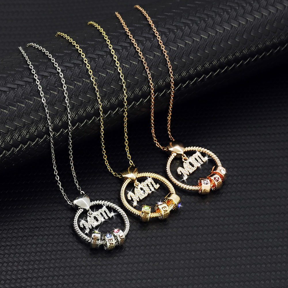 Personalized 12 Birthstone & Engraved Necklace