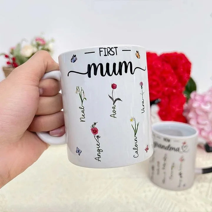 First Mum Now Grandma Custom Flower Color-changing Mug