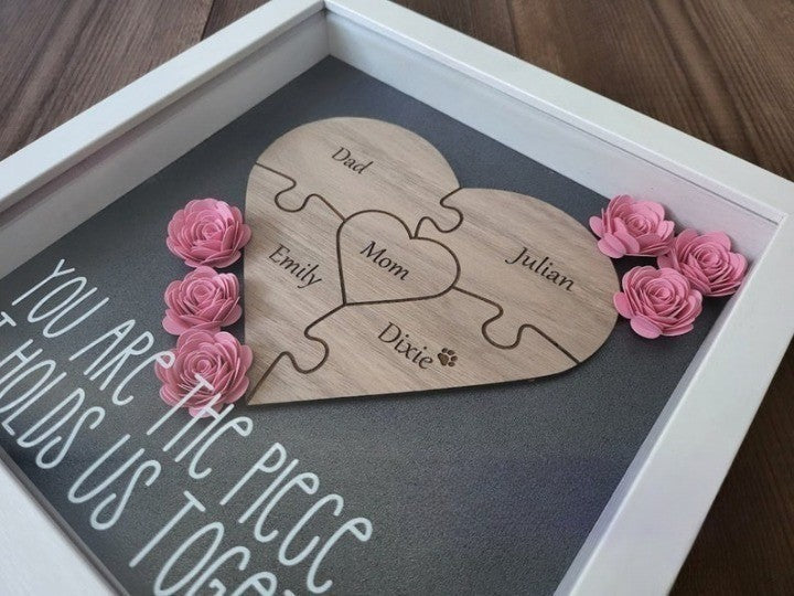 🎁Mother's Day Gift - Personalized Mom Flower Puzzle Piece Box