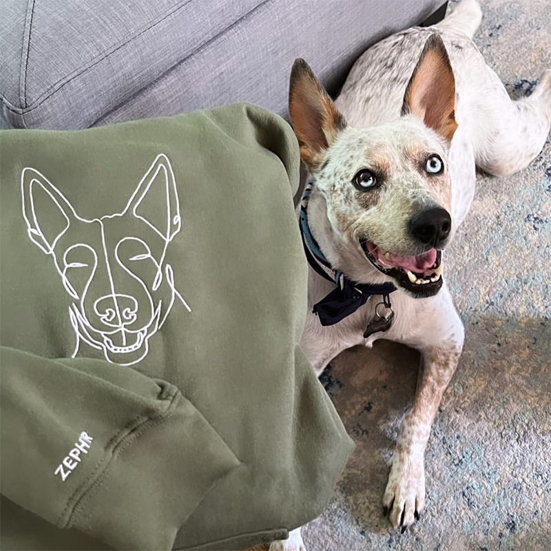 Personalized Dog Face Hoodie Custom Embroidered Pet Sweatshirt