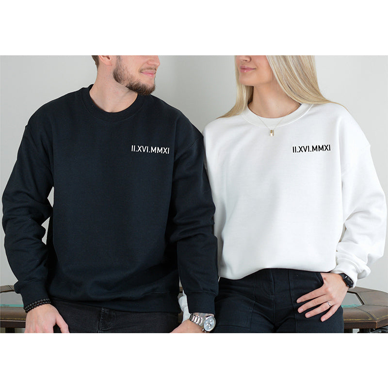 Custom Matching Hooide Personalized Roman Numeral Embroidered Sweatshirt