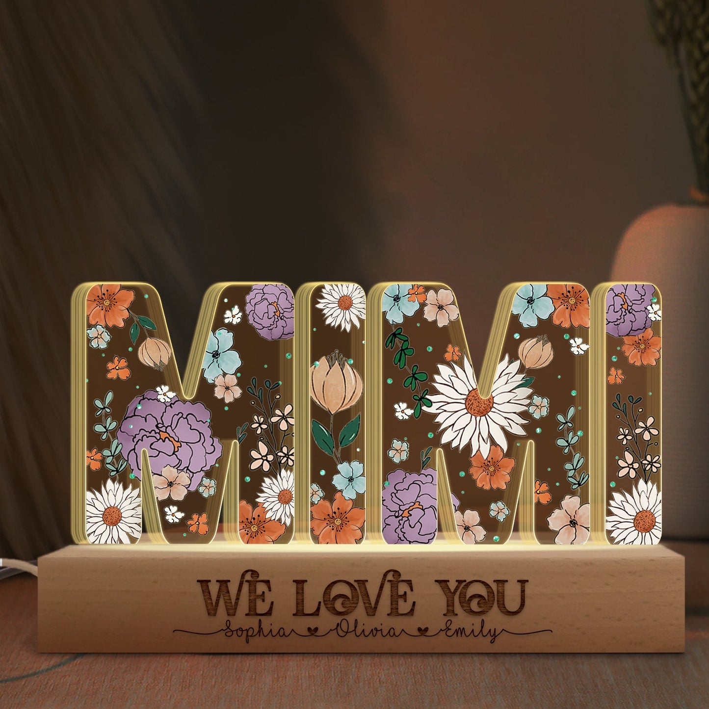 Personalized Mom Flowers 3D LED Lights For Mother's Day