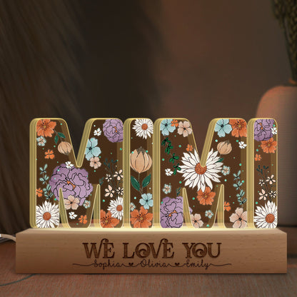 Personalized Mom Flowers 3D LED Lights For Mother's Day