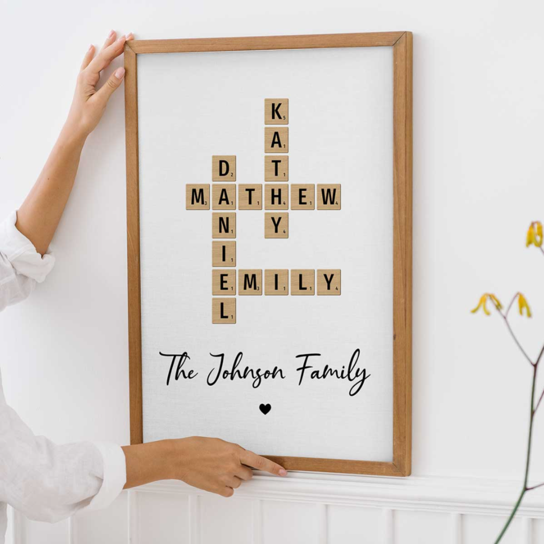 Family Crossword Art - Created In A Moment, Treasured Forever Personalized Poster