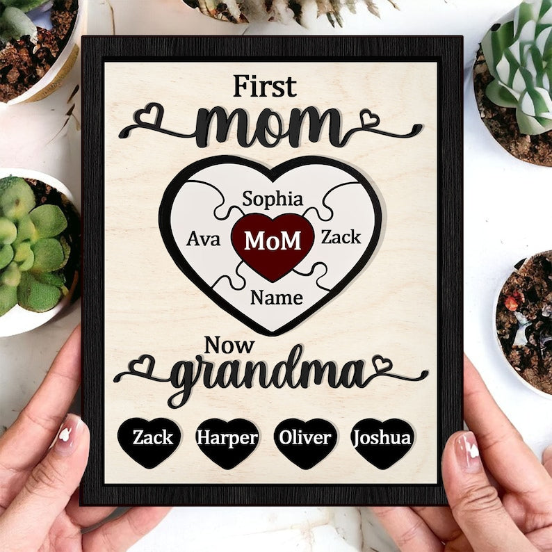 Custom Mom You Are The Piece That Holds Us Together Plaque, Personalized Mom Heart Puzzle Sign, Mother's Day Gift