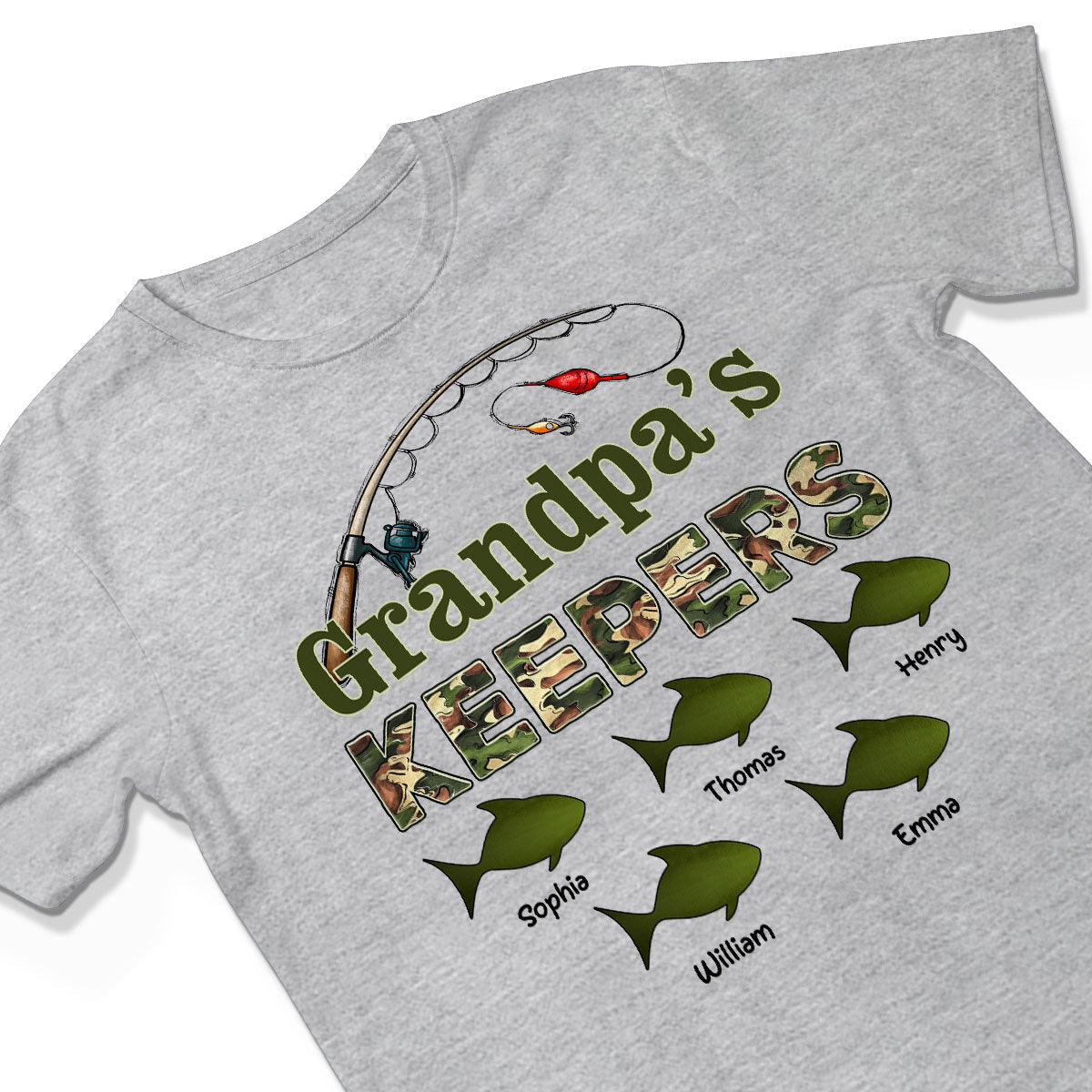 Grandpa's Keepers Camouflage Pattern Fishing Personalized Shirt