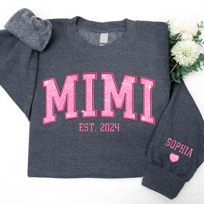 Custom Embroidered Applique Glitter Mama Sweatshirt - Gift for Mom