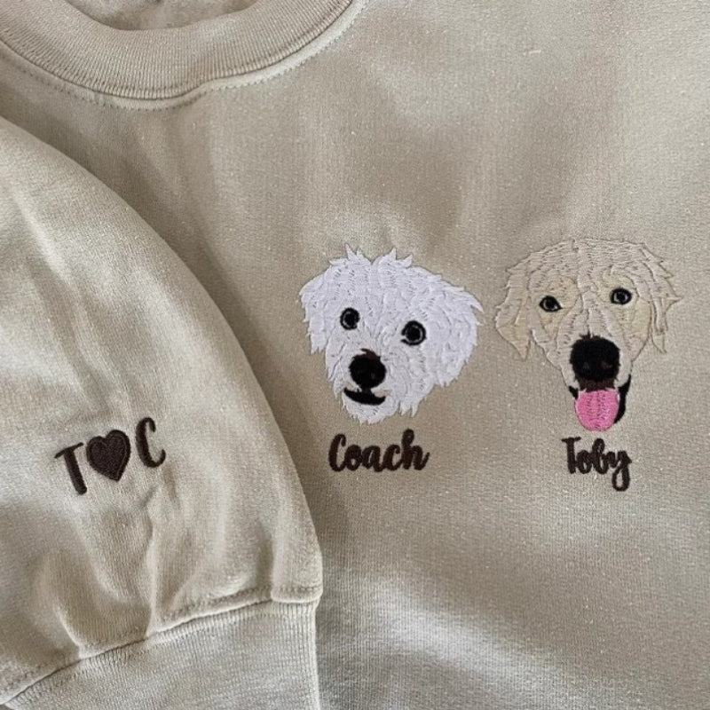 Custom Embroidered Dog Hoodie Add Your Pet’s Face to a Sweatshirt With Names