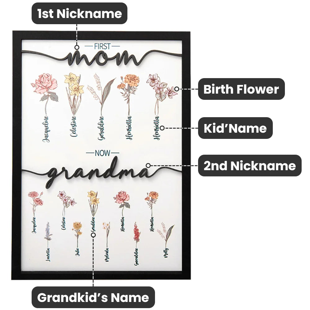 50% OFF⭐First Mom Now Grandma - Family Personalized 2-Layered Wooden Plaque