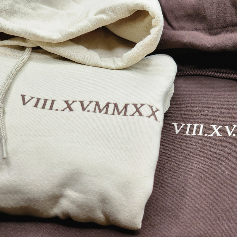 Custom Matching Hooide Personalized Roman Numeral Embroidered Sweatshirt