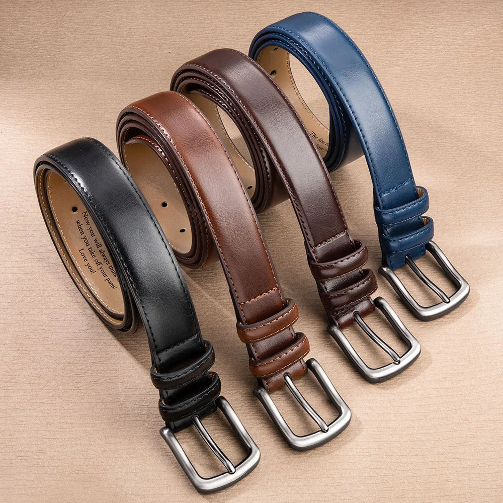 Personalized Leather Belt with Engraved Text - Anniversary Gift for Men