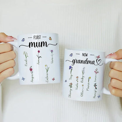 First Mum Now Grandma Custom Flower Color-changing Mug