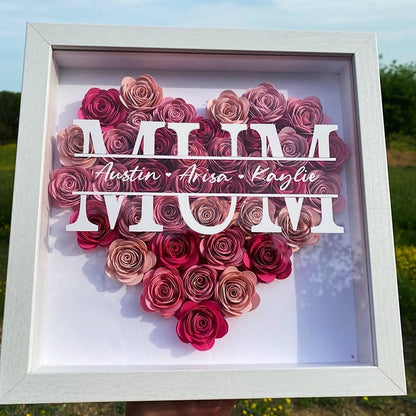 ❤️Mom Heart Shaped Monogram Flower Shadow Box Gift For Mothers