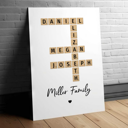 Family Crossword Art - Created In A Moment, Treasured Forever Personalized Poster