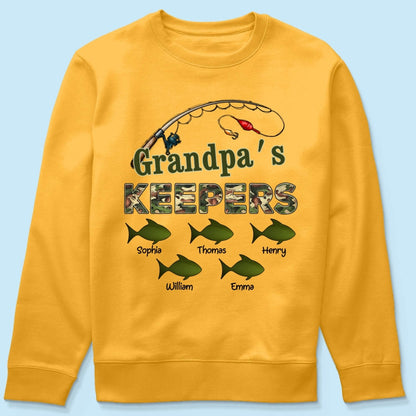 Grandpa's Keepers Camouflage Pattern Fishing Personalized Shirt