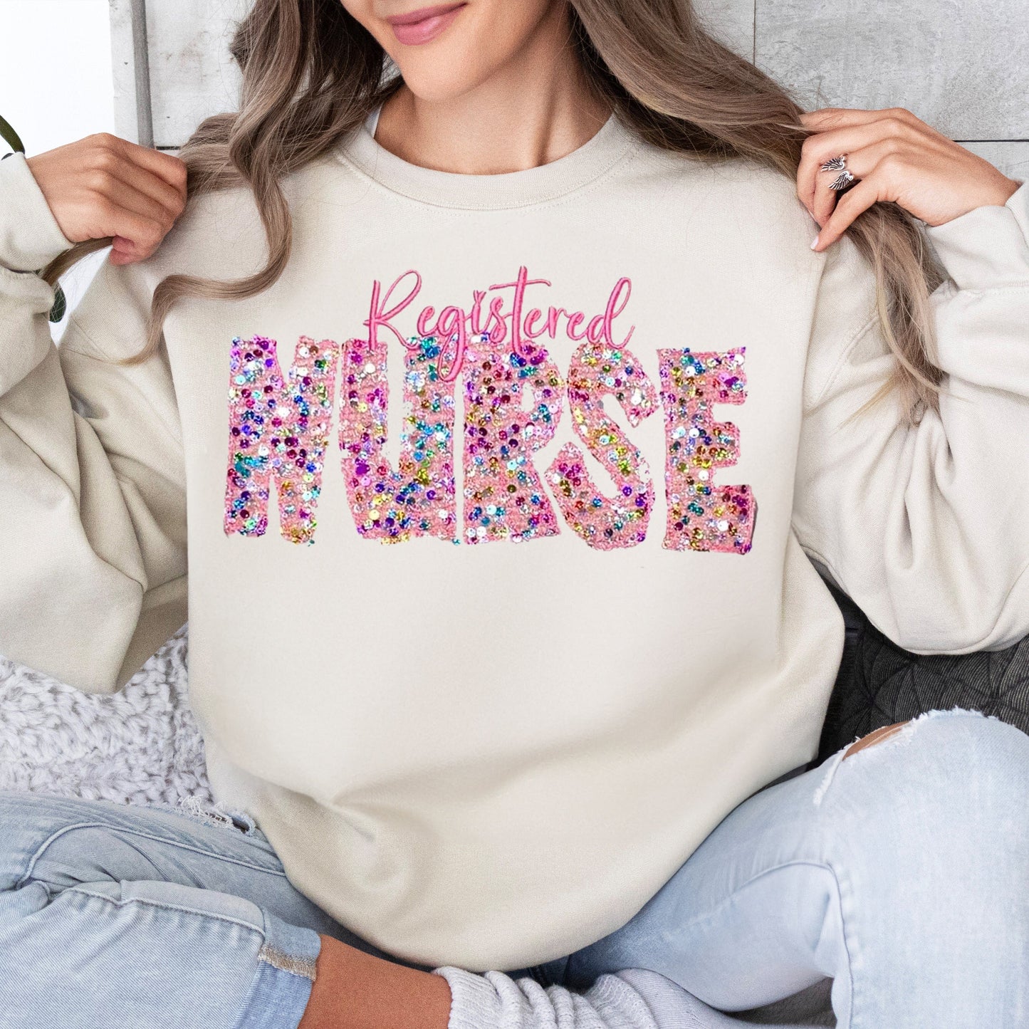 Personalized PINK Multicolor Sequin Embroidered Shirt/Sweatshirt