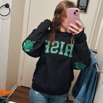 Lucky Clover Irish Elbow Patch St Patricks Day Sweatshirt