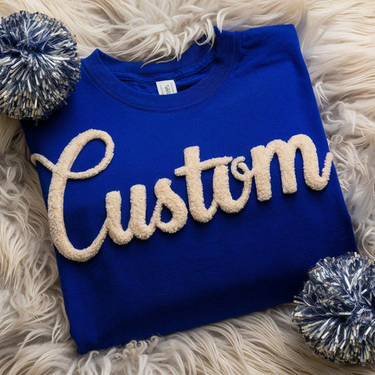 Personalized Yarn Embroidered Sweatshirt, Custom Chenille Sweatshirt