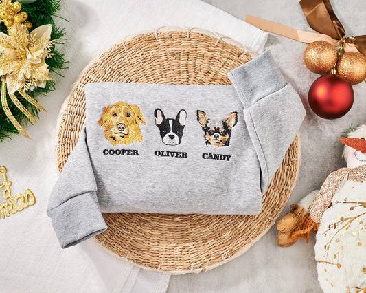 Custom embroidered pet T shirt, hoodie, sweatshirt embroidered Personalized, holiday Gift, embroidery sweatshirt, gift for friends