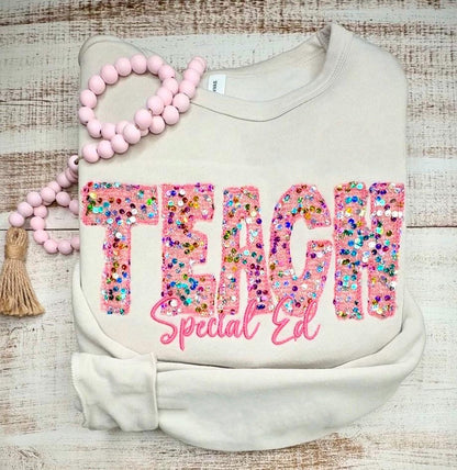 Personalized PINK Multicolor Sequin Embroidered Shirt/Sweatshirt