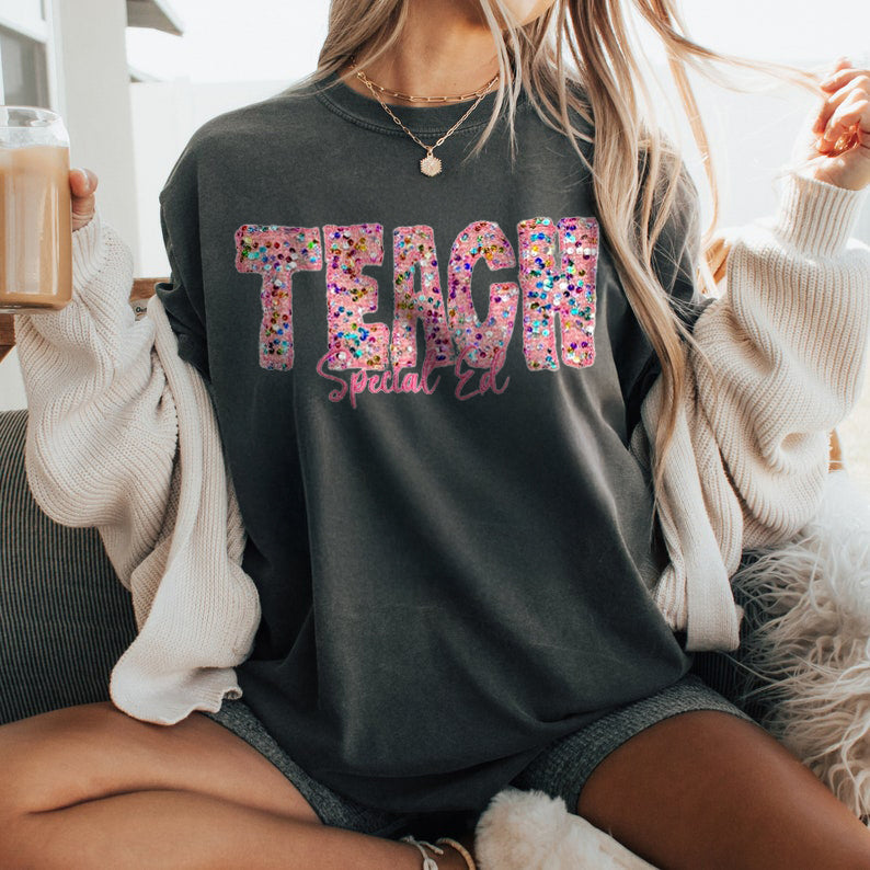 Personalized PINK Multicolor Sequin Embroidered Shirt/Sweatshirt