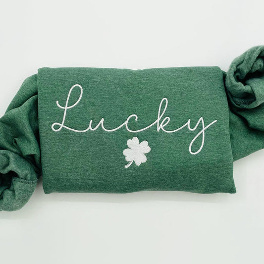 Lucky Clover Embroidered Sweatshirt - St Patricks Day Sweatshirt