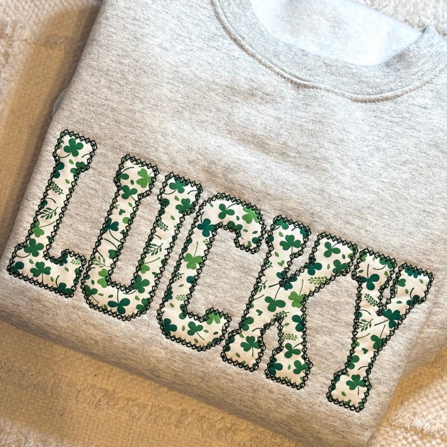 Custom St Patrick's Embroidered Lucky Shamrock Sweatshirt