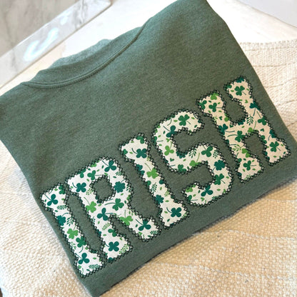 Custom St Patrick's Embroidered Lucky Shamrock Sweatshirt