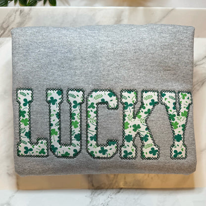 Custom St Patrick's Embroidered Lucky Shamrock Sweatshirt