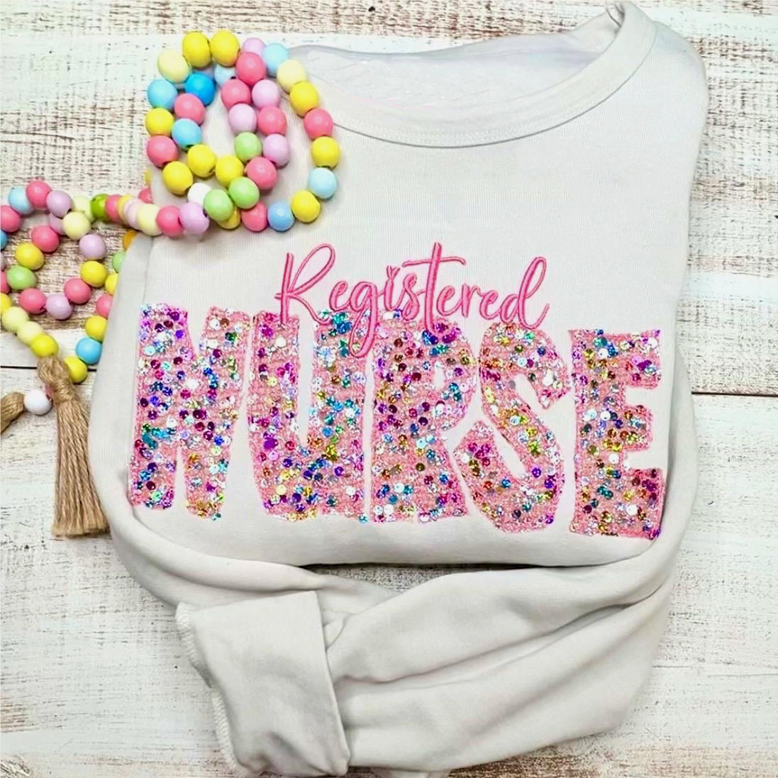 Personalized PINK Multicolor Sequin Embroidered Shirt/Sweatshirt