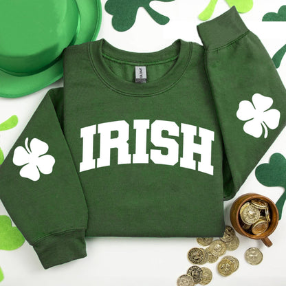 Lucky Clover Irish Elbow Patch St Patricks Day Sweatshirt