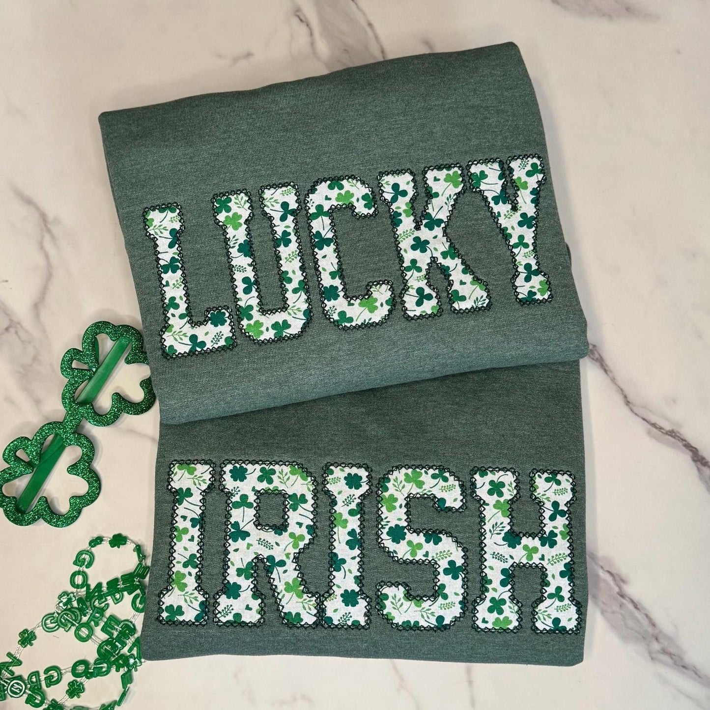 Custom St Patrick's Embroidered Lucky Shamrock Sweatshirt