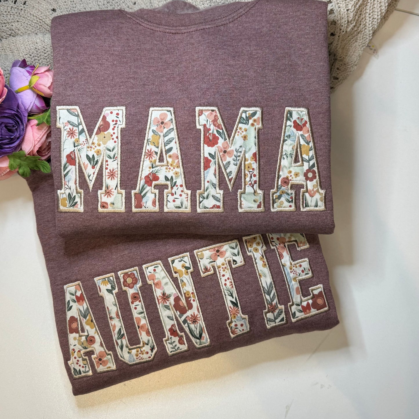 Personalized Embroidered Mama Sweatshirt Hoodie with Names on Sleeve