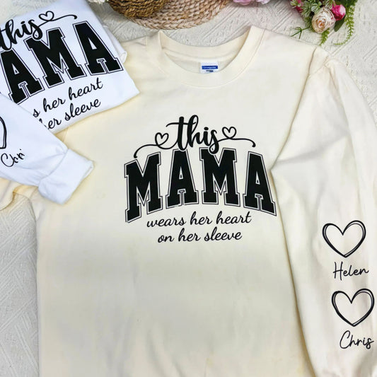 🔥Custom Wear Heart On Sleeve Sweatshirt For Mom And Grandma