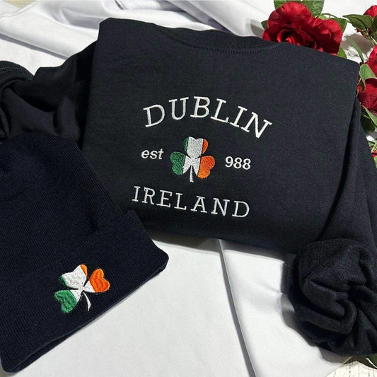 St Patrick Day - Personalized Ireland City/County Embroidered Sweatshirt