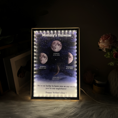 Starry Night Customize Birth Moon Phase Mirror Light Box